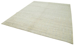 Purpleocco Beige Geometric Wool Cotton Handmade Rug 8'3'' x 10'0''
