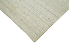 Purpleocco Beige Geometric Wool Cotton Handmade Rug 8'3'' x 10'0''