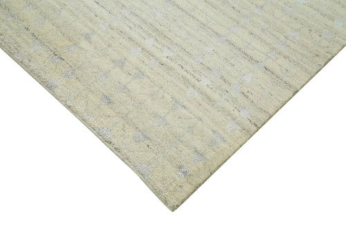 Purpleocco Beige Geometric Wool Cotton Handmade Rug 8'3'' x 10'0''