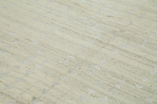 Purpleocco Beige Geometric Wool Cotton Handmade Rug 8'3'' x 10'0''