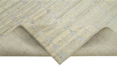 Purpleocco Beige Geometric Wool Cotton Handmade Rug 8'3'' x 10'0''