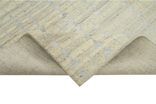 Purpleocco Beige Geometric Wool Cotton Handmade Rug 8'3'' x 10'0''