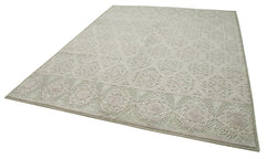 Purpleocco Beige Geometric Wool Cotton Handmade Rug 8'1'' x 10'4''