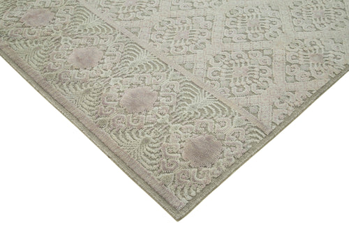 Purpleocco Beige Geometric Wool Cotton Handmade Rug 8'1'' x 10'4''