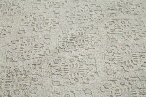 Purpleocco Beige Geometric Wool Cotton Handmade Rug 8'1'' x 10'4''
