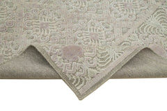 Purpleocco Beige Geometric Wool Cotton Handmade Rug 8'1'' x 10'4''