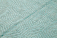 Purpleocco Turquoise Geometric Wool Cotton Handmade Rug 8'0'' x 10'0''