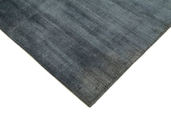 Purpleocco Blue Geometric Wool Cotton Handmade Rug 8'0'' x 10'0''