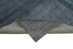 Purpleocco Blue Geometric Wool Cotton Handmade Rug 8'0'' x 10'0''