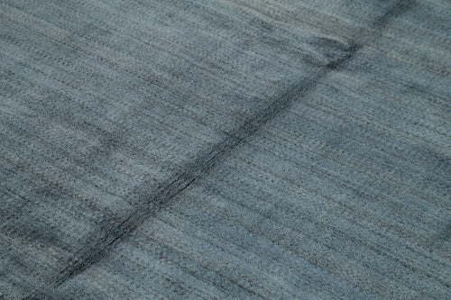 Purpleocco Blue Geometric Wool Cotton Handmade Rug 8'0'' x 10'0''