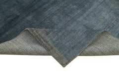 Purpleocco Blue Geometric Wool Cotton Handmade Rug 8'0'' x 10'0''