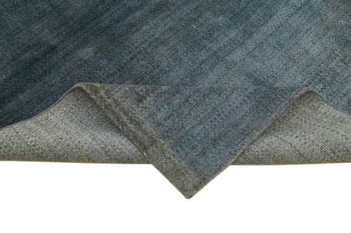 Purpleocco Blue Geometric Wool Cotton Handmade Rug 8'0'' x 10'0''