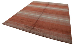 Purpleocco Red Geometric Wool Cotton Handmade Rug 8'0'' x 10'0''