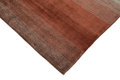 Purpleocco Red Geometric Wool Cotton Handmade Rug 8'0'' x 10'0''