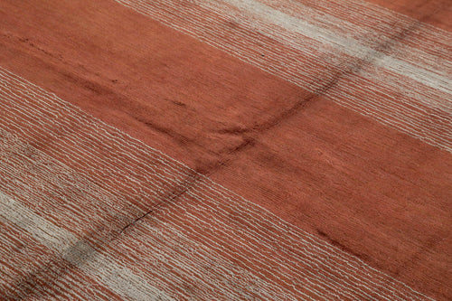 Purpleocco Red Geometric Wool Cotton Handmade Rug 8'0'' x 10'0''