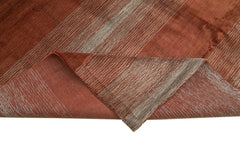 Purpleocco Red Geometric Wool Cotton Handmade Rug 8'0'' x 10'0''