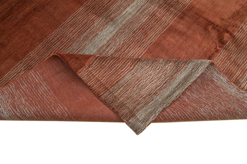 Purpleocco Red Geometric Wool Cotton Handmade Rug 8'0'' x 10'0''