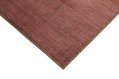 Purpleocco Red Geometric Wool Cotton Handmade Rug 8'0'' x 10'0''