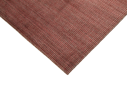 Purpleocco Red Geometric Wool Cotton Handmade Rug 8'0'' x 10'0''