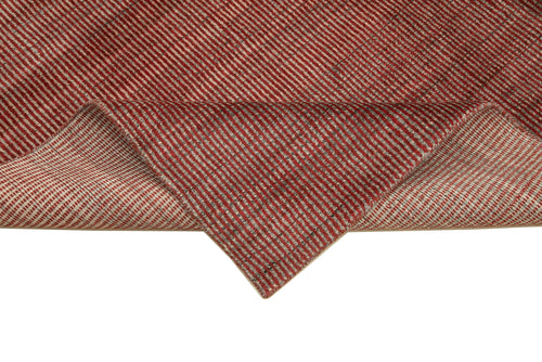 Purpleocco Red Geometric Wool Cotton Handmade Rug 8'0'' x 10'0''