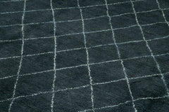 Purpleocco Blue Geometric Wool Cotton Handmade Rug 10'1'' x 14'1''