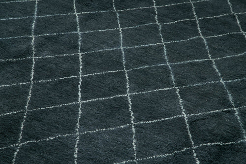 Purpleocco Blue Geometric Wool Cotton Handmade Rug 10'1'' x 14'1''