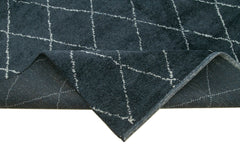 Purpleocco Blue Geometric Wool Cotton Handmade Rug 10'1'' x 14'1''