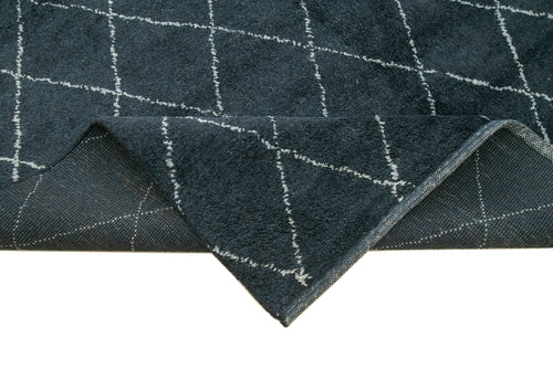 Purpleocco Blue Geometric Wool Cotton Handmade Rug 10'1'' x 14'1''