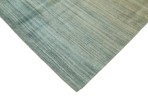 Purpleocco Green Geometric Wool Cotton Handmade Rug 10'0'' x 14'0''