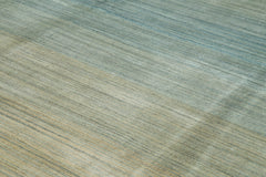 Purpleocco Green Geometric Wool Cotton Handmade Rug 10'0'' x 14'0''