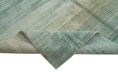 Purpleocco Green Geometric Wool Cotton Handmade Rug 10'0'' x 14'0''