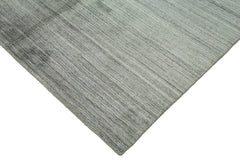 Purpleocco Grey Geometric Wool Cotton Handmade Rug 10'0'' x 14'0''