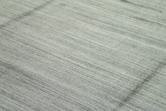 Purpleocco Grey Geometric Wool Cotton Handmade Rug 10'0'' x 14'0''