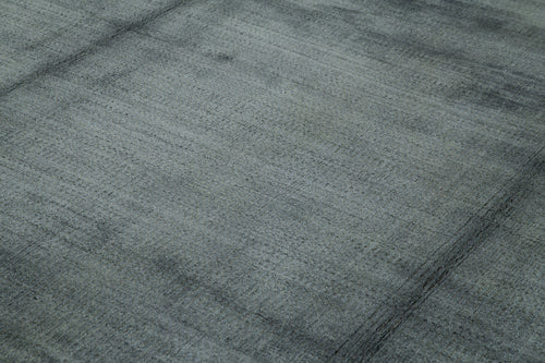 Purpleocco Grey Geometric Wool Cotton Handmade Rug 10'0'' x 14'0''