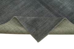 Purpleocco Grey Geometric Wool Cotton Handmade Rug 10'0'' x 14'0''