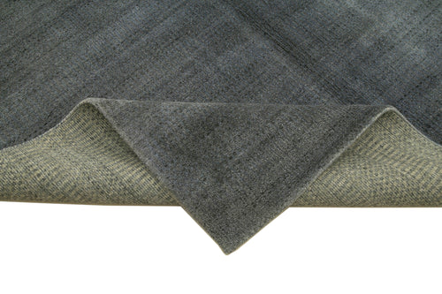 Purpleocco Grey Geometric Wool Cotton Handmade Rug 10'0'' x 14'0''