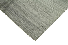 Purpleocco Grey Geometric Wool Cotton Handmade Rug 10'0'' x 13'0''