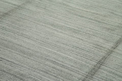 Purpleocco Grey Geometric Wool Cotton Handmade Rug 10'0'' x 13'0''