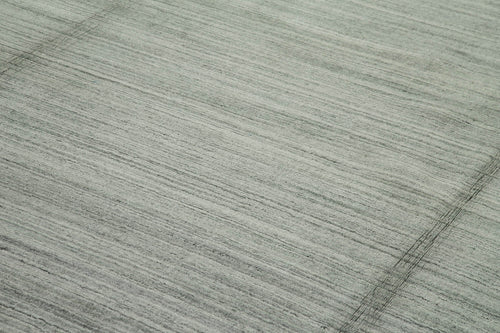 Purpleocco Grey Geometric Wool Cotton Handmade Rug 10'0'' x 13'0''