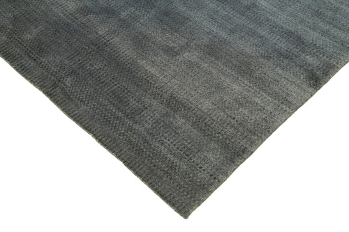Purpleocco Blue Geometric Wool Cotton Handmade Rug 12'0'' x 15'0''