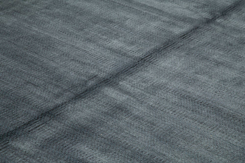 Purpleocco Blue Geometric Wool Cotton Handmade Rug 12'0'' x 15'0''