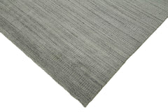 Purpleocco Grey Geometric Wool Cotton Handmade Rug 9'0'' x 12'0''