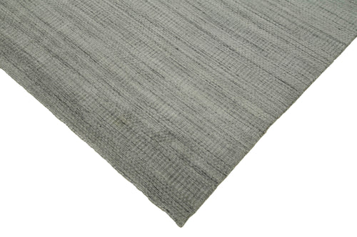 Purpleocco Grey Geometric Wool Cotton Handmade Rug 9'0'' x 12'0''
