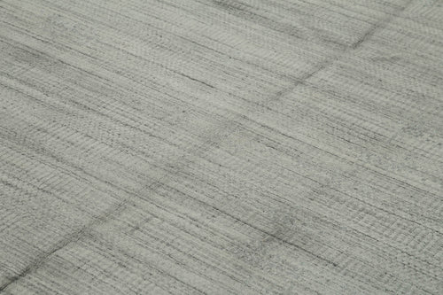 Purpleocco Grey Geometric Wool Cotton Handmade Rug 9'0'' x 12'0''