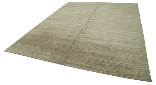 Purpleocco Beige Geometric Wool Cotton Handmade Rug 9'0'' x 12'0''