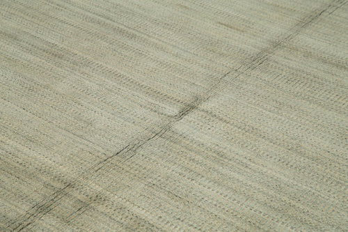 Purpleocco Beige Geometric Wool Cotton Handmade Rug 9'0'' x 12'0''