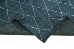 Purpleocco Blue Geometric Wool Cotton Handmade Rug 10'1'' x 13'9''