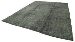 Purpleocco Grey Geometric Wool Cotton Handmade Rug 10'9'' x 13'9''