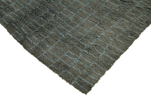 Purpleocco Grey Geometric Wool Cotton Handmade Rug 10'9'' x 13'9''