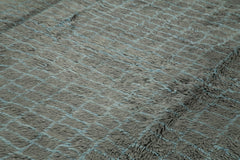 Purpleocco Grey Geometric Wool Cotton Handmade Rug 10'9'' x 13'9''